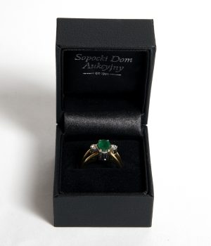 Pierścionek złoty dwufunkcyjny szafir/szmaragd
