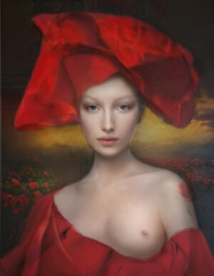 Kobieta w czerwonej sukni