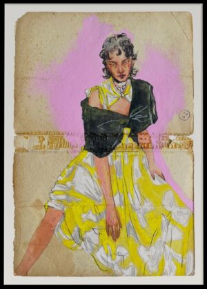 Yellow dress with pink